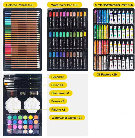 145Pcs Arts Crafts Painting Drawing Coloring Art Set Case for Kids