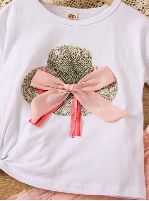 Girls' Summer Dress Set: Two-Piece Mesh Skirt for Medium and Large Kids