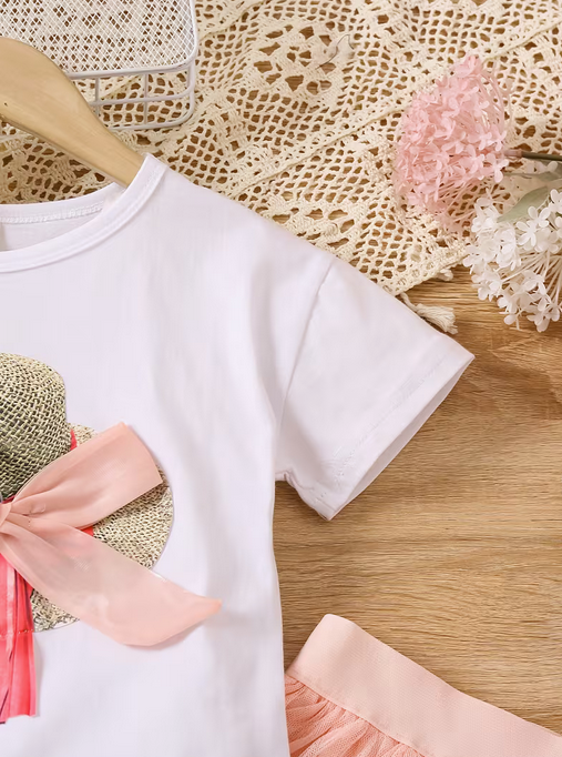 Girls' Summer Dress Set: Two-Piece Mesh Skirt for Medium and Large Kids