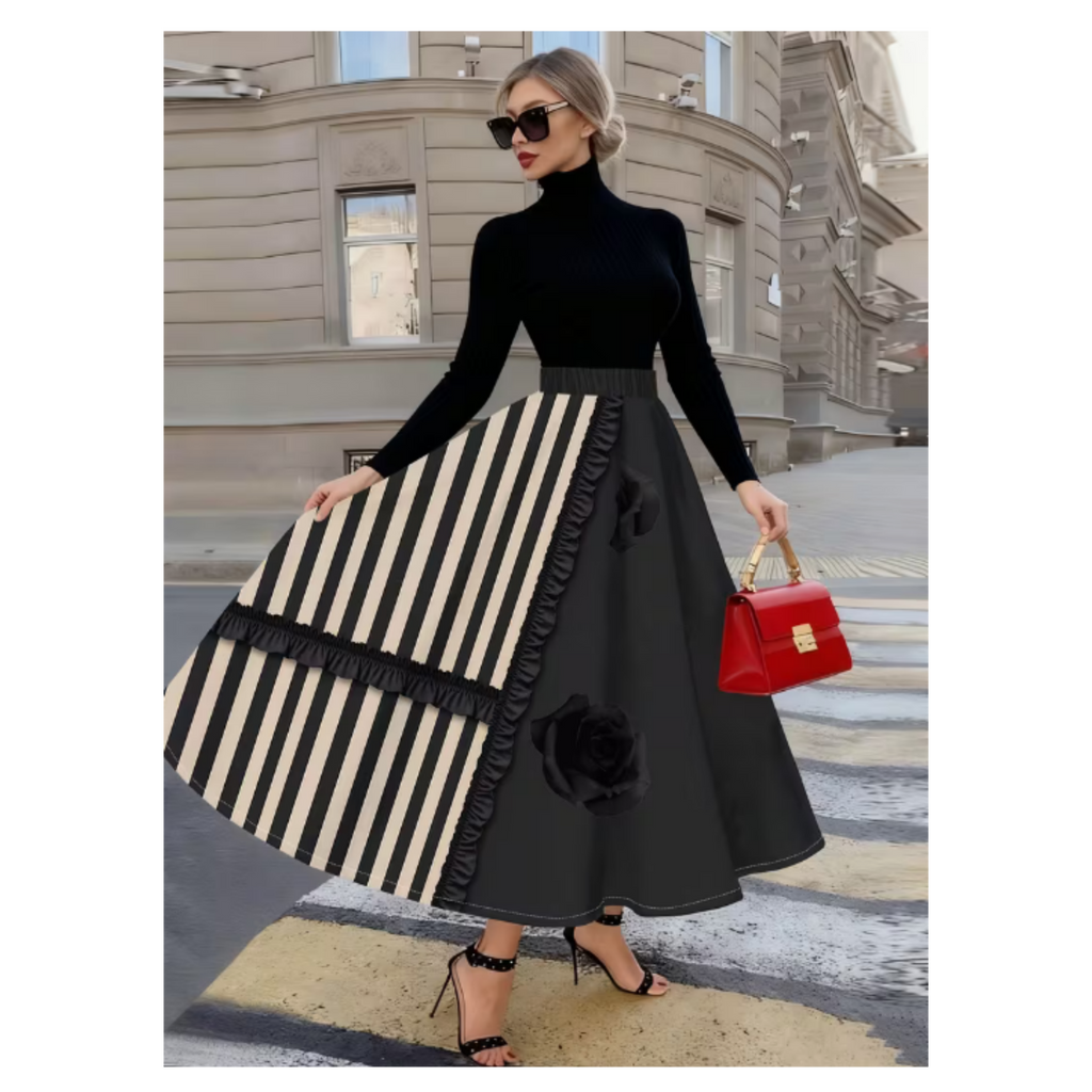 Striped Midi-Skirt