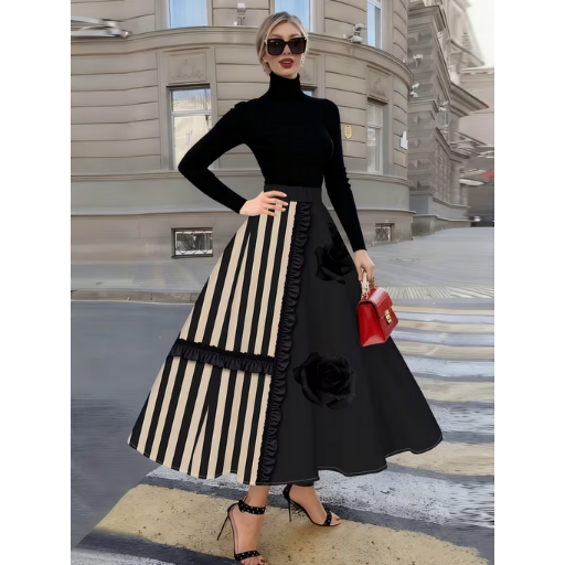 Striped Midi-Skirt