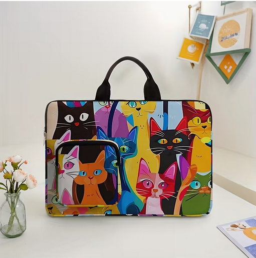 Colorful Cat Pattern Printed Computer Bag