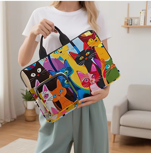 Colorful Cat Pattern Printed Computer Bag