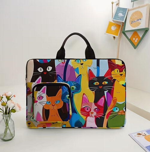 Colorful Cat Pattern Printed Computer Bag