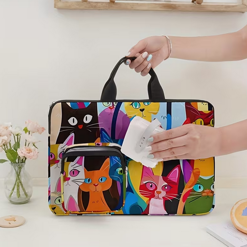Colorful Cat Pattern Printed Computer Bag