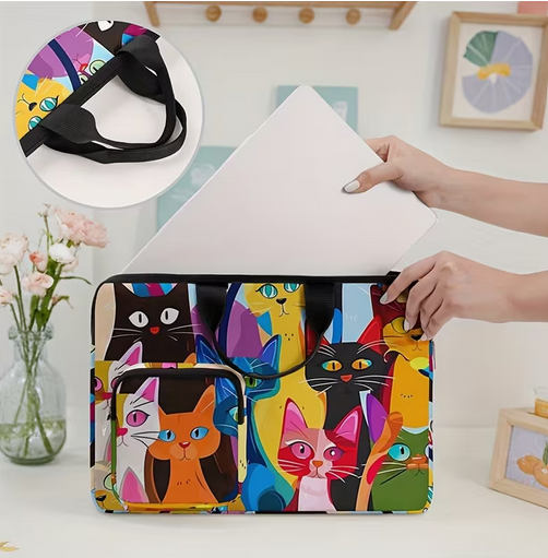 Colorful Cat Pattern Printed Computer Bag