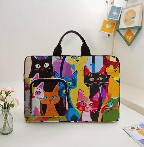 Colorful Cat Pattern Printed Computer Bag