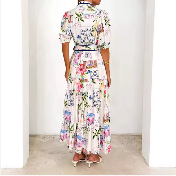 Cotton and Floral Linen Shirt - W0005
