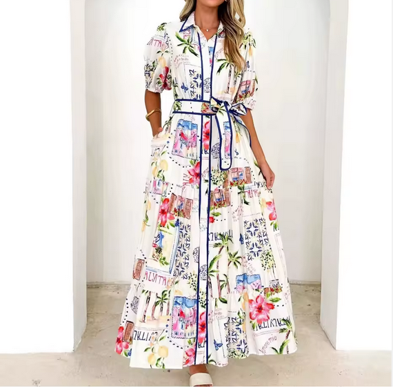 Cotton and Floral Linen Shirt - W0005