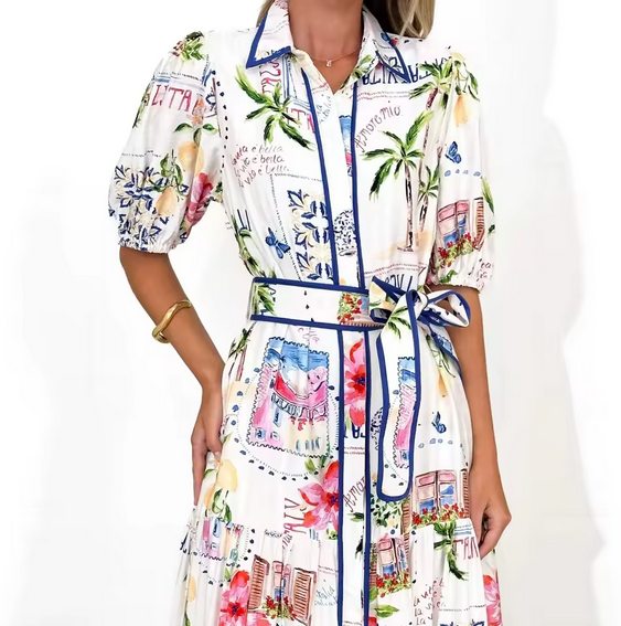 Cotton and Floral Linen Shirt - W0005