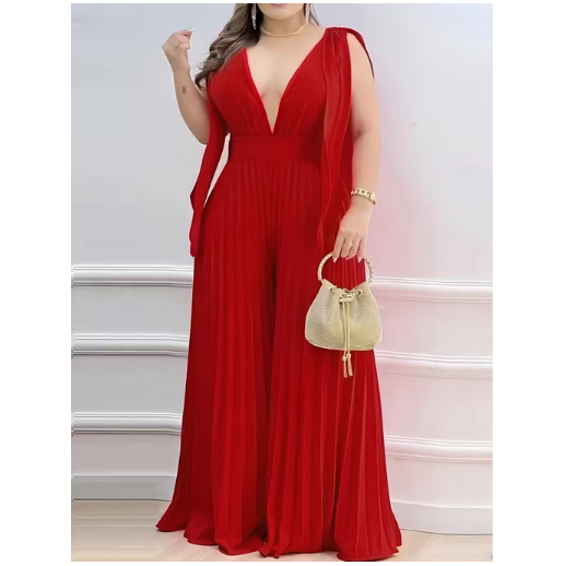 Deep V Neck Jumpsuit for Women