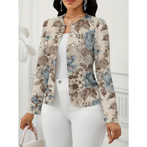 Elegant Floral Lightweight Blazer Jacket