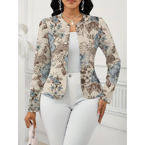 Elegant Floral Lightweight Blazer Jacket