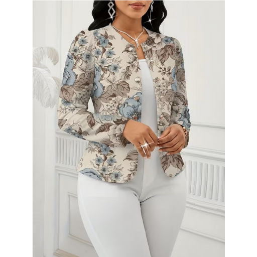 Elegant Floral Lightweight Blazer Jacket