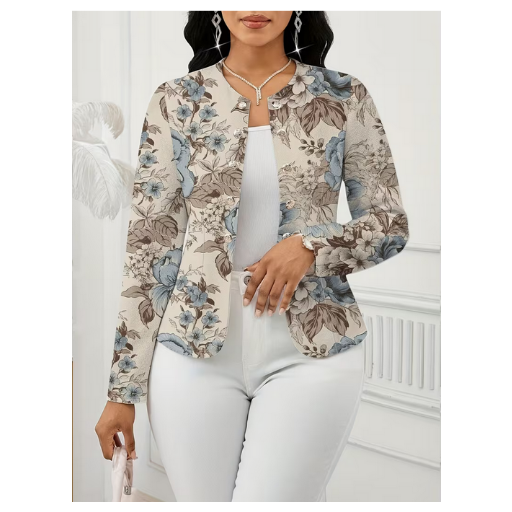 Elegant Floral Lightweight Blazer Jacket