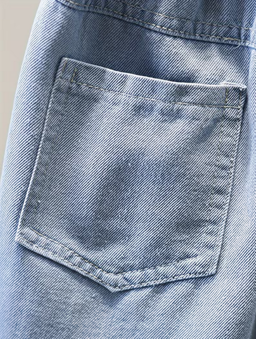 Embroidered Swan Denim Shorts for Girls