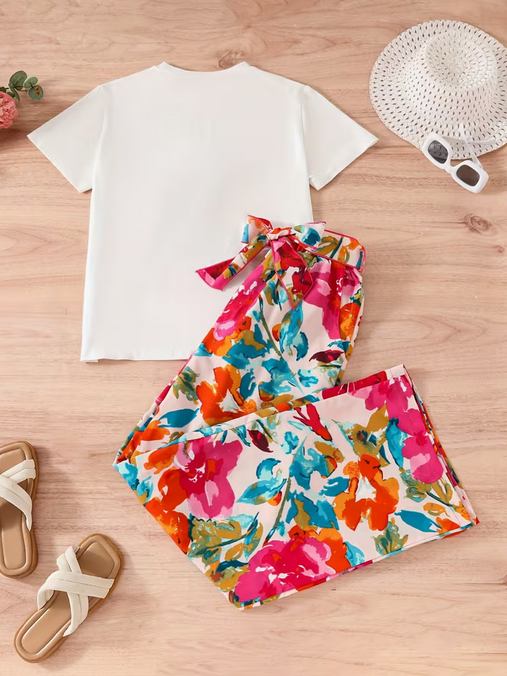 Girl's 2 Pcs Floral Fashion Set