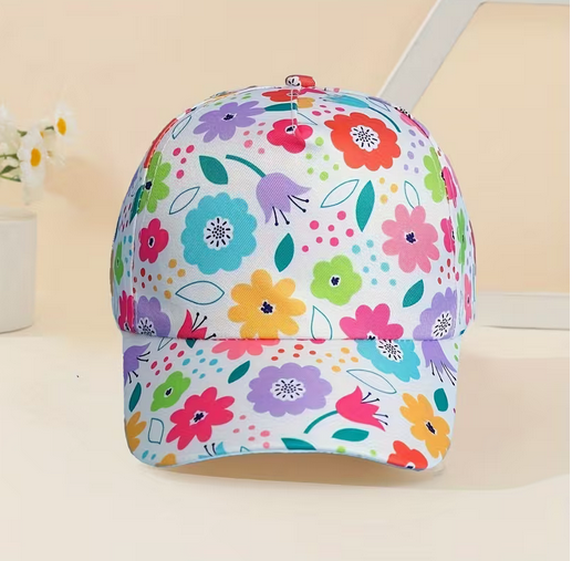 Girl's Colorful Flower Printed Cap