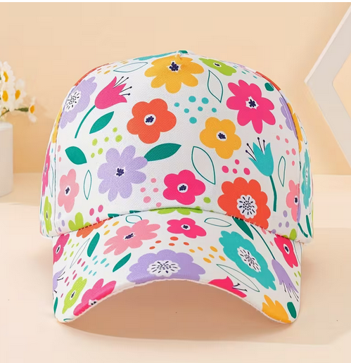 Girl's Colorful Flower Printed Cap