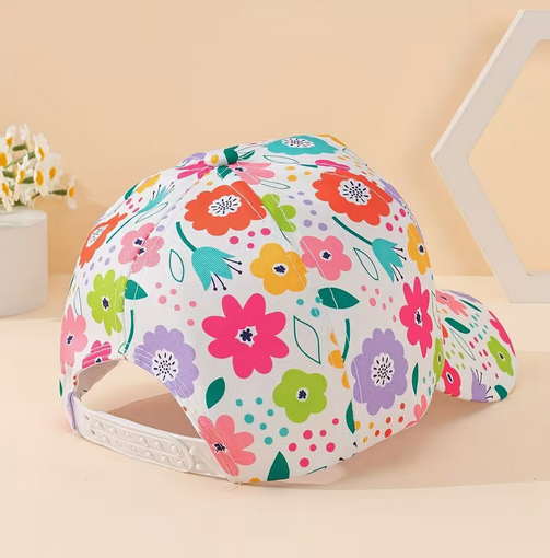 Girl's Colorful Flower Printed Cap