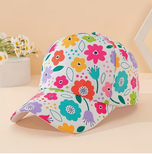 Girl's Colorful Flower Printed Cap