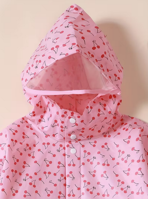 Girl's Cute Raincoat with Backpack Position