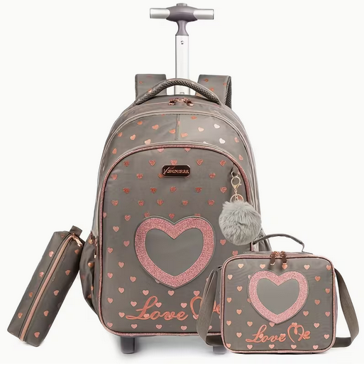 Heart Shaped 3 Piece Troller Bag
