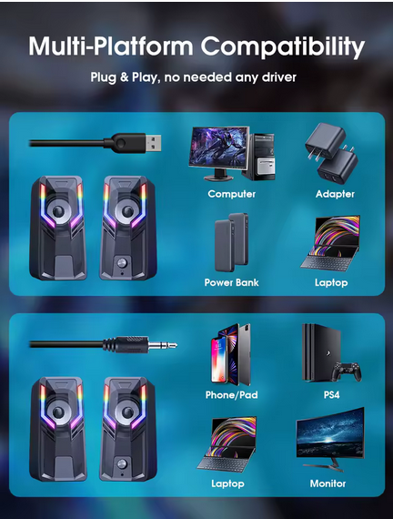 LED Light Wired Computer Speaker - EA0002