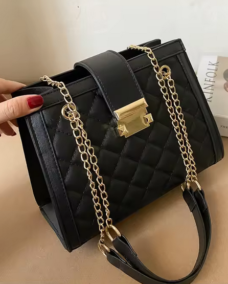 Lingge Chain Shoulder Leather Bag Korean Version - BA0002