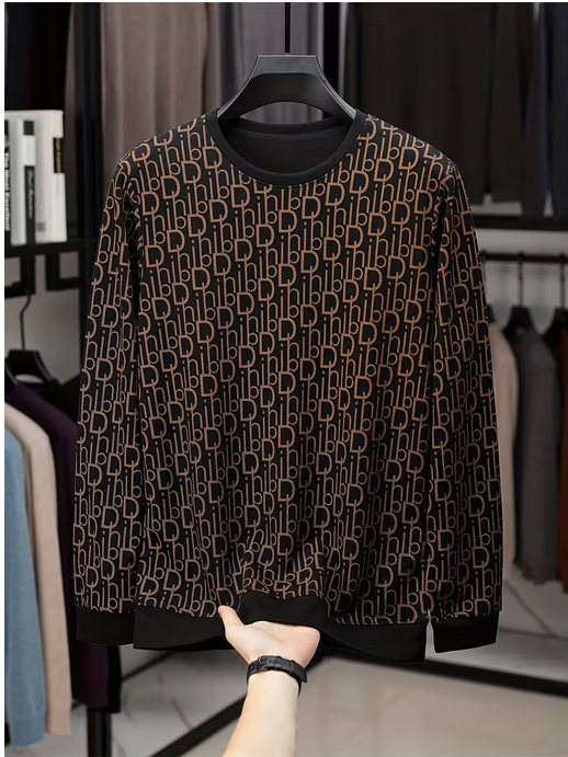 Long Sleeve Sweatshirt with Alphabet Print