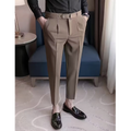 Men'S Slim-Fit Business Casual Cropped Trousers