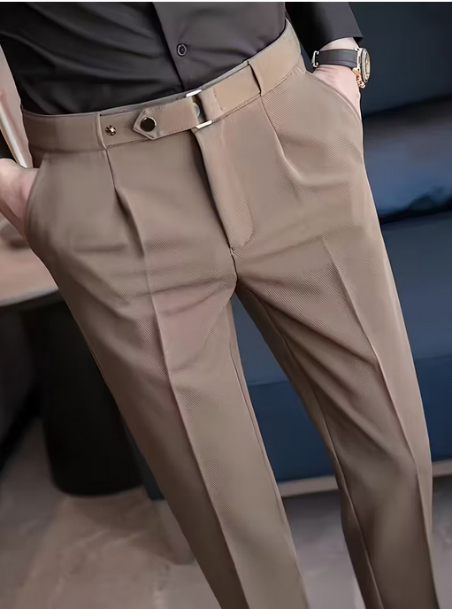 Men'S Slim-Fit Business Casual Cropped Trousers