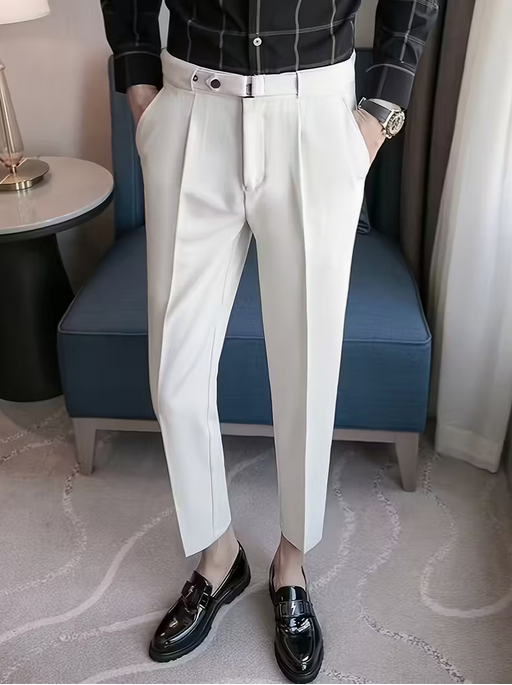 Men'S Slim-Fit Business Casual Cropped Trousers