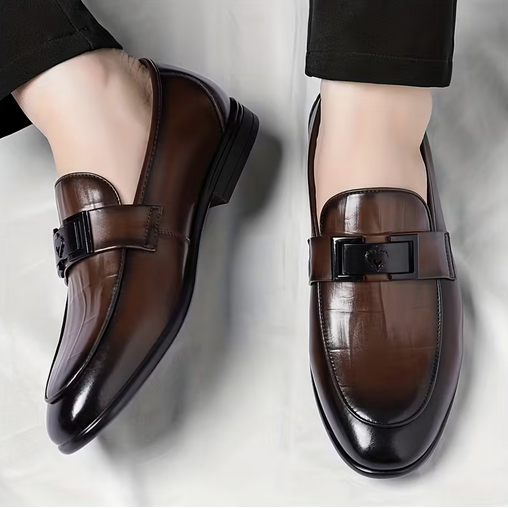 Men'S Slip-On Loafers - Glossy Brown Formal & Business Casual Shoes