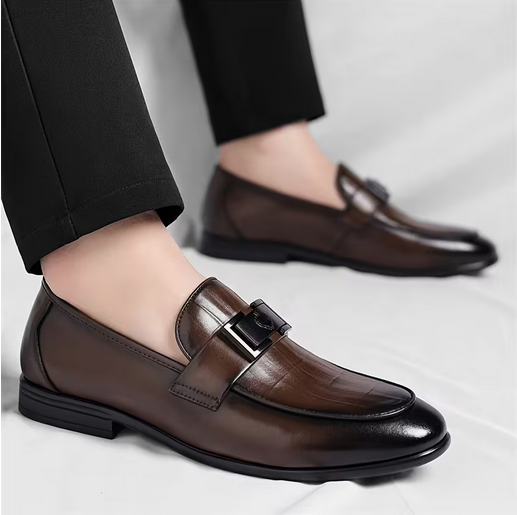 Men'S Slip-On Loafers - Glossy Brown Formal & Business Casual Shoes