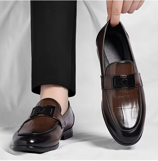 Men'S Slip-On Loafers - Glossy Brown Formal & Business Casual Shoes