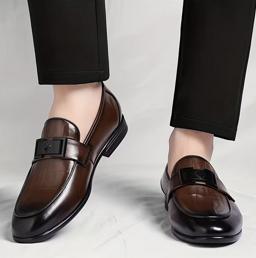 Men'S Slip-On Loafers - Glossy Brown Formal & Business Casual Shoes
