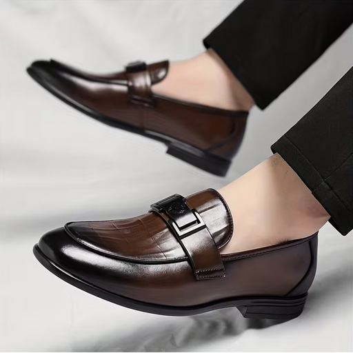 Men'S Slip-On Loafers - Glossy Brown Formal & Business Casual Shoes
