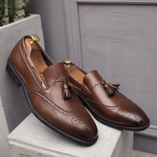 Men'S Classic Loafers - Brown Wingtip Oxford Shoe