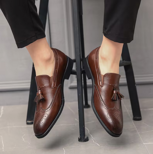 Men'S Classic Loafers - Brown Wingtip Oxford Shoe