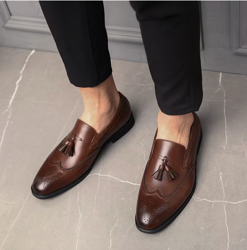 Men'S Classic Loafers - Brown Wingtip Oxford Shoe