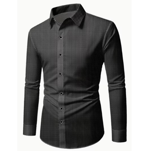 Men's Solid Dress Long Sleeve Shirt