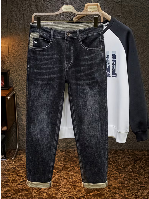 Men's Straight-Leg Stretch Denim Jeans - Slim Fit