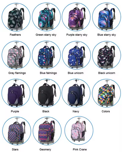 Polyester Cute Student Backpack Trolley Bag