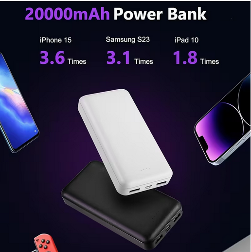 Portable Power Bank with Capacities of 10000Mah an 20000Mah