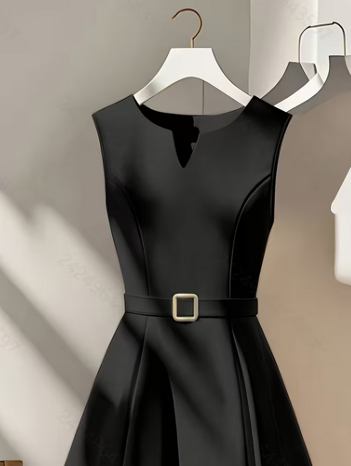 Vintage Sleeveless Crew Neck V-neck Dress