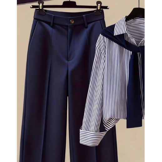 Women's Casual Shirt an high Waisted Wide Leg Pants
