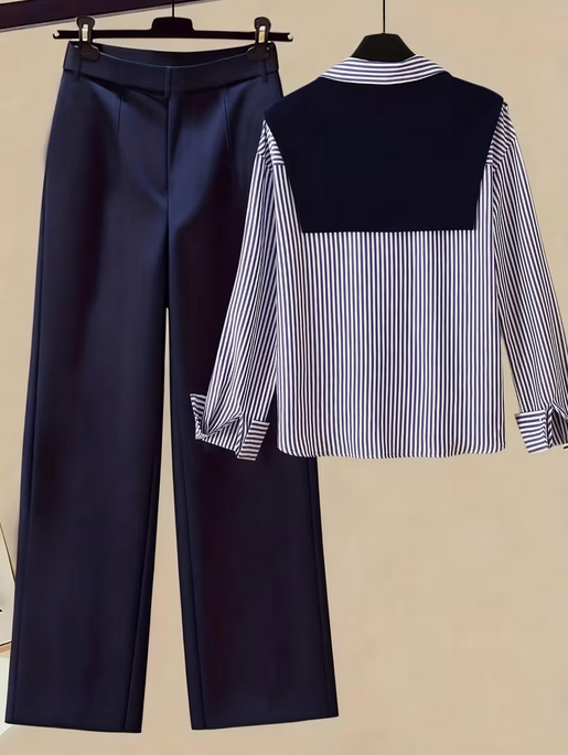 Women's Casual Shirt an high Waisted Wide Leg Pants