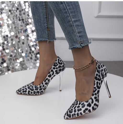 Women's Classic Leopard Printed Pointed Toe Stilletto High Heels