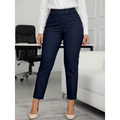 Women's Solid Color Stretchy Slim-Fit Cropped Pants